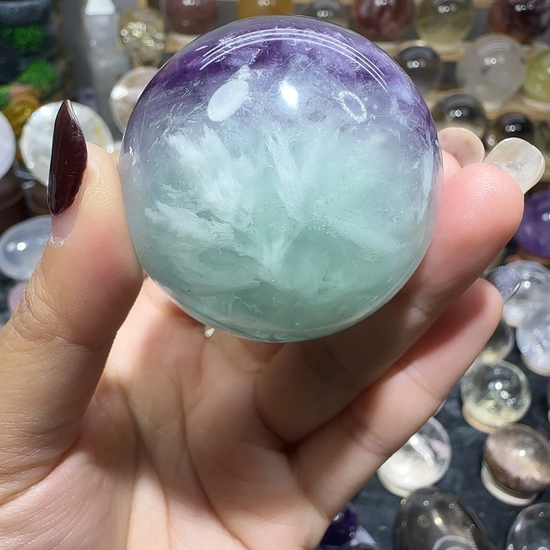 珠宝半成品未镶嵌水晶羽毛莹石