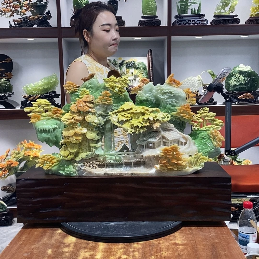 用***3玉山水摆件 玄关摆件