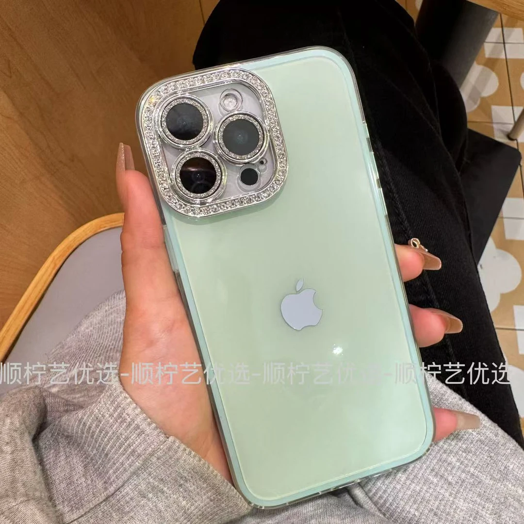 高颜值闪钻果冻适用iPhone16promax手机壳12苹果15镜头膜14新款13
