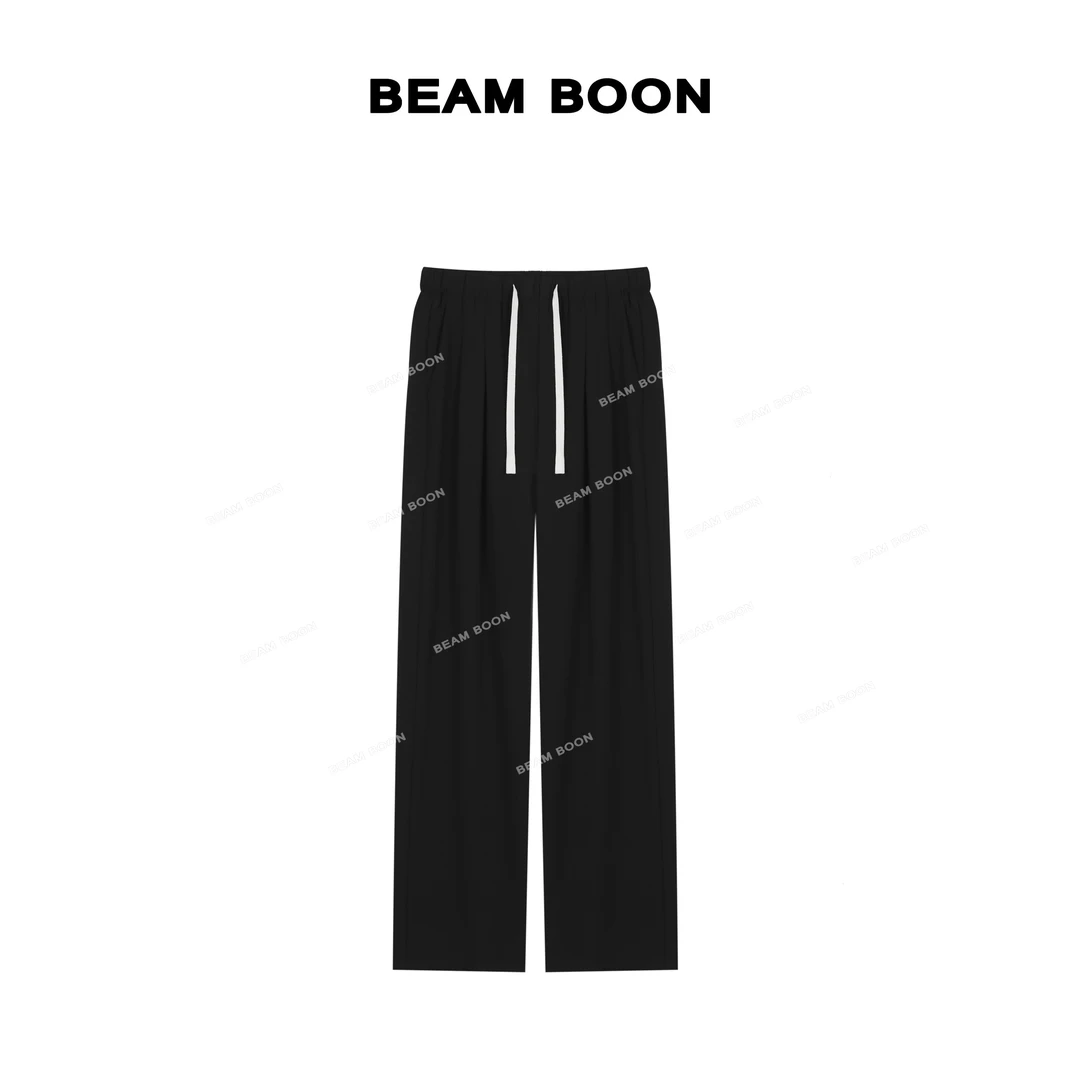 Beam Boon【冰霜裤】冰感急冻纱线凉爽透气垂感捏褶立裁高腰直筒裤