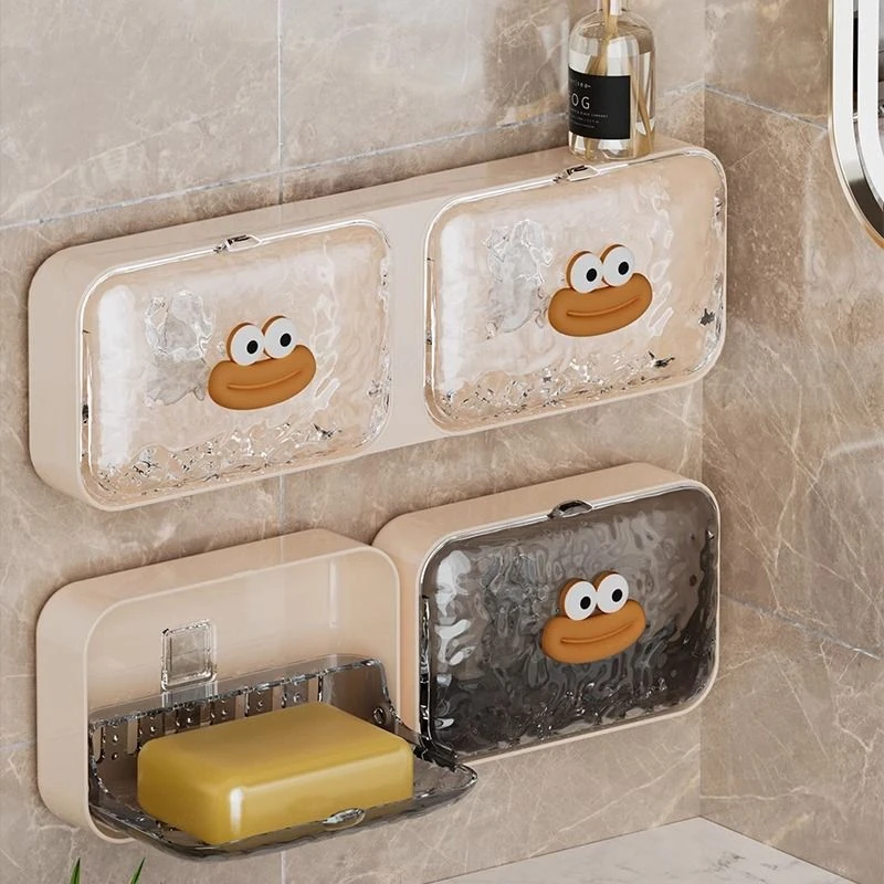 肥皂盒免打孔壁挂式香皂盒置物架卫生间家用沥水双层收纳盒浴室JY