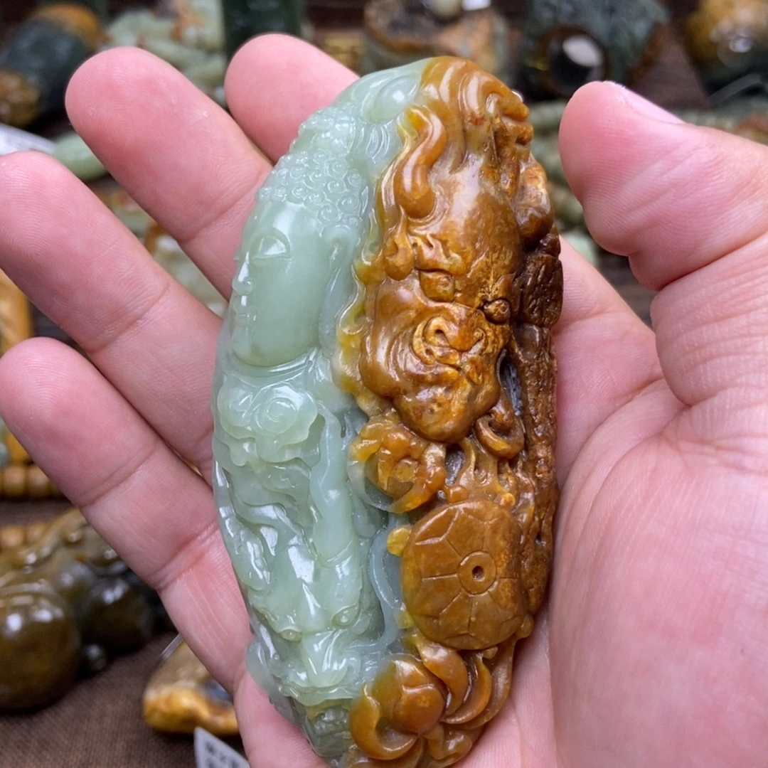 清***岳岫岩河磨玉（透闪石质玉）未镶嵌珠宝奇石