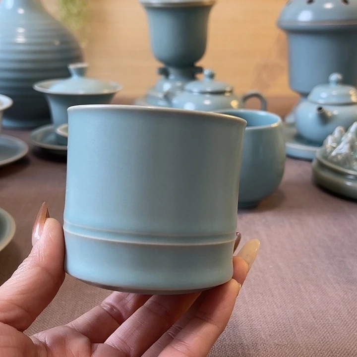 瓷片原产地汝瓷竹节杯瑕