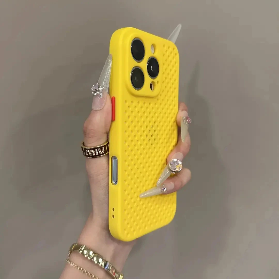 高级撞色散热网壳适用苹果16/15promax手机壳iPhone14/13磨砂软17