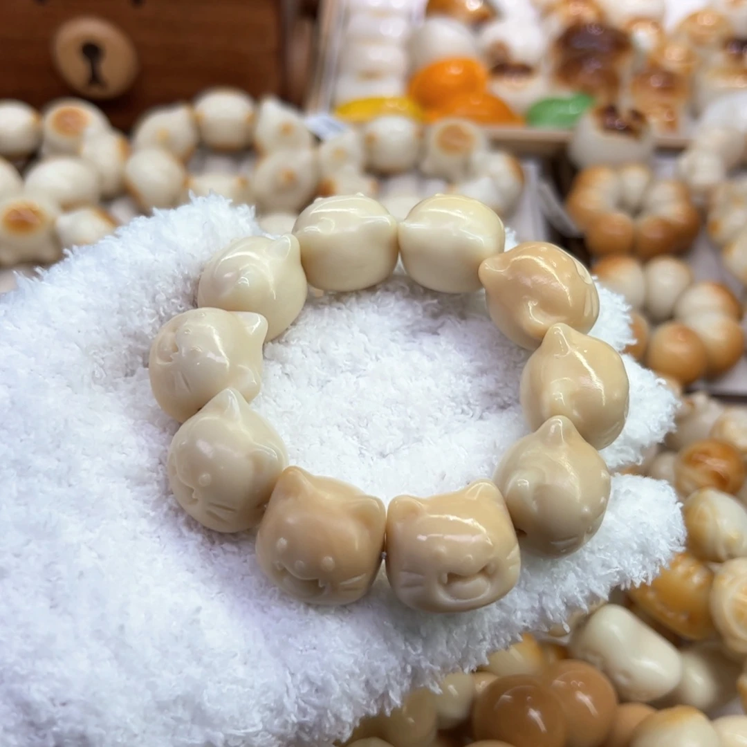 手串菩提根/象牙果59 象牙果原果雕刻溏心虎牙猫微瑕