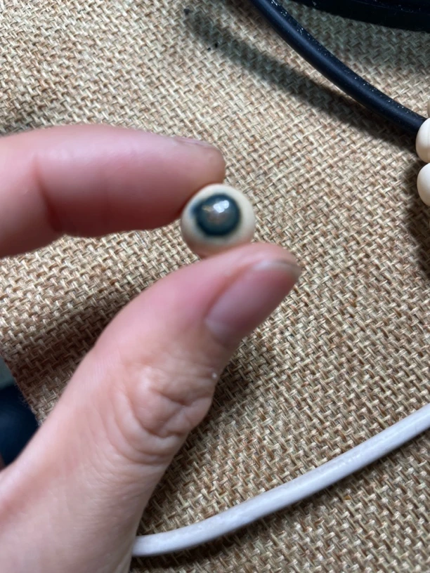 D2222天然猛犸牙蓝眼睛单珠