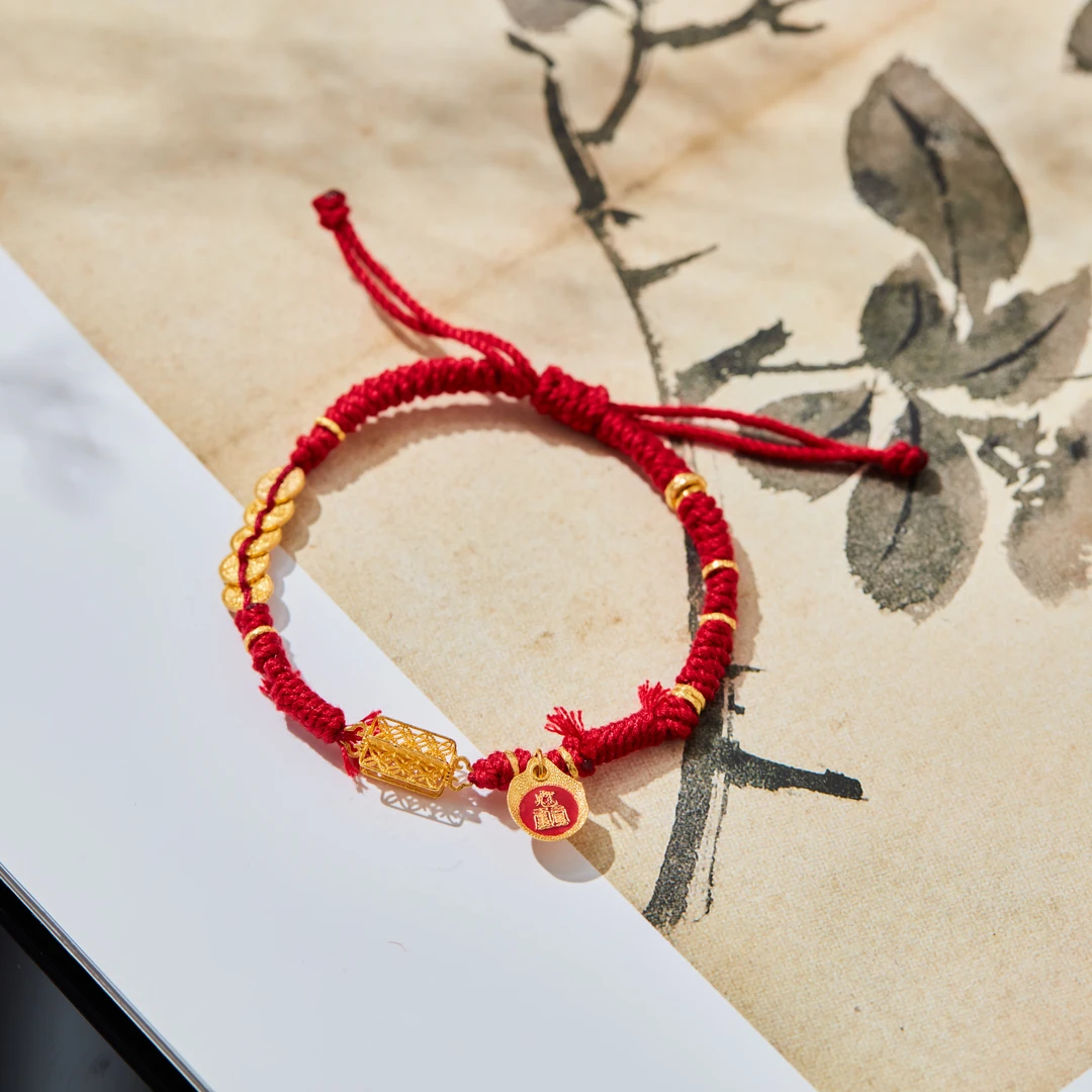 【云上雅岚】18K金五D钱太太红绳多样性发一#XYGD139037-B