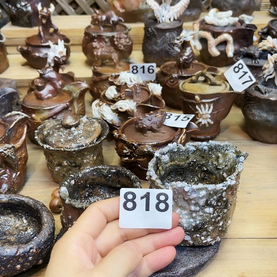 浮****杯柴烧石头手捏公道杯杯子特价