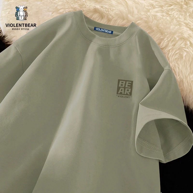暴力熊t恤男短袖春夏季新款纯棉重磅半袖潮牌宽松休闲男款t恤衫