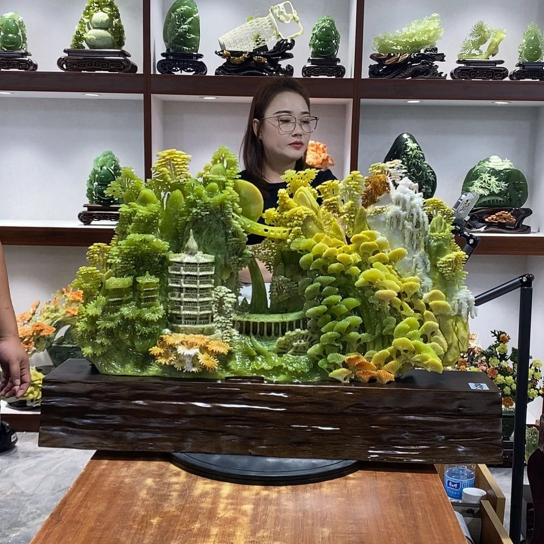 有***烤玉山水摆件 玄关摆件