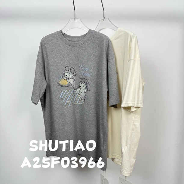 【SHUTIAO】2025夏季：新款小众设计款T恤A25F03966