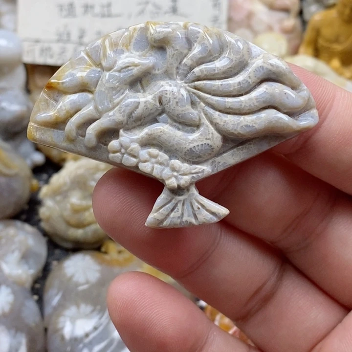 颈饰未镶嵌硅化珊瑚（珊瑚玉）
