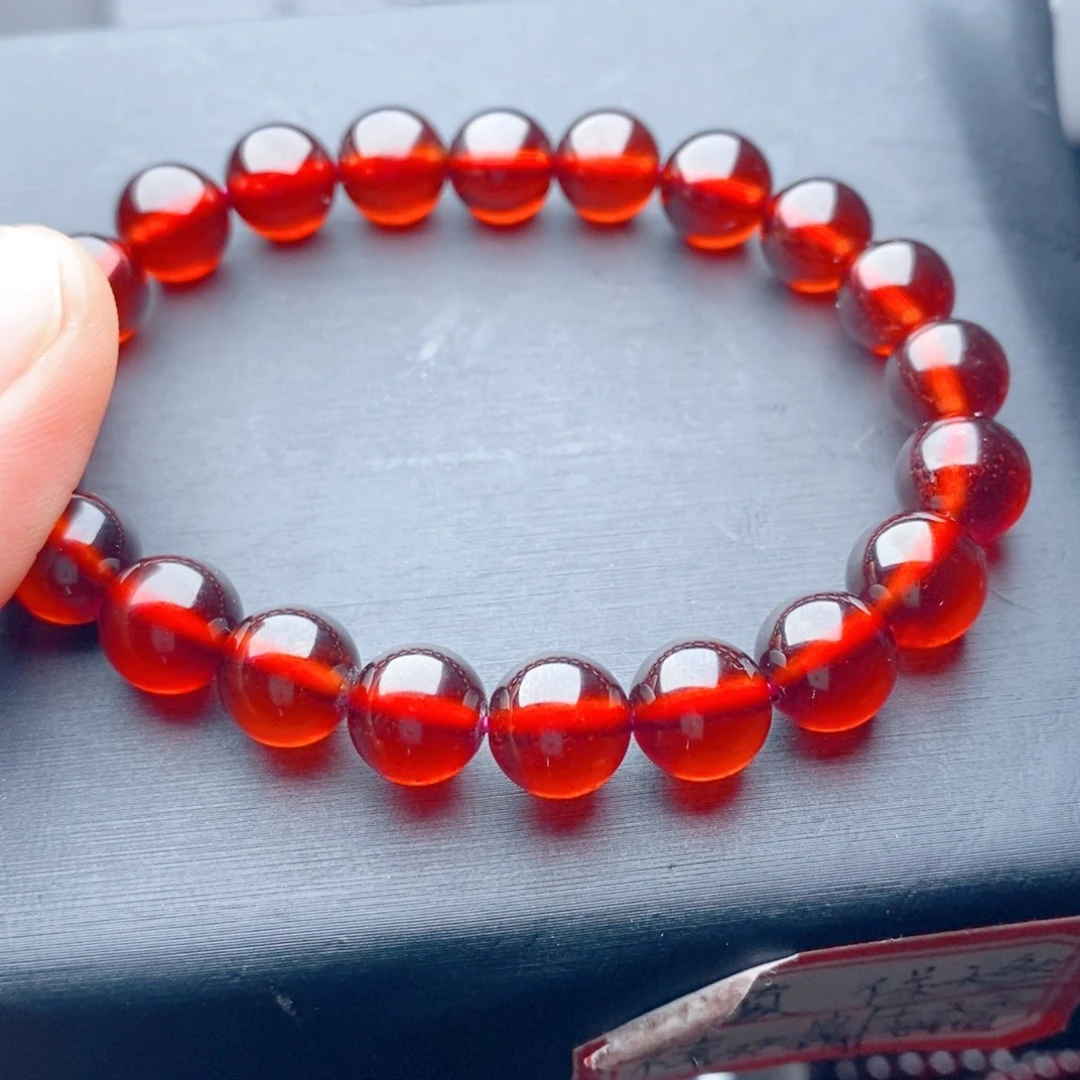 未镶嵌石榴石手链天然玫瑰红9毫米