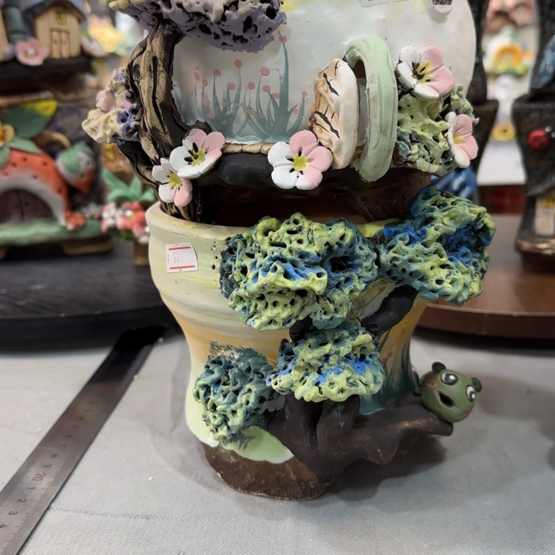 喆***喆本默花器麦饭石手捏花盆