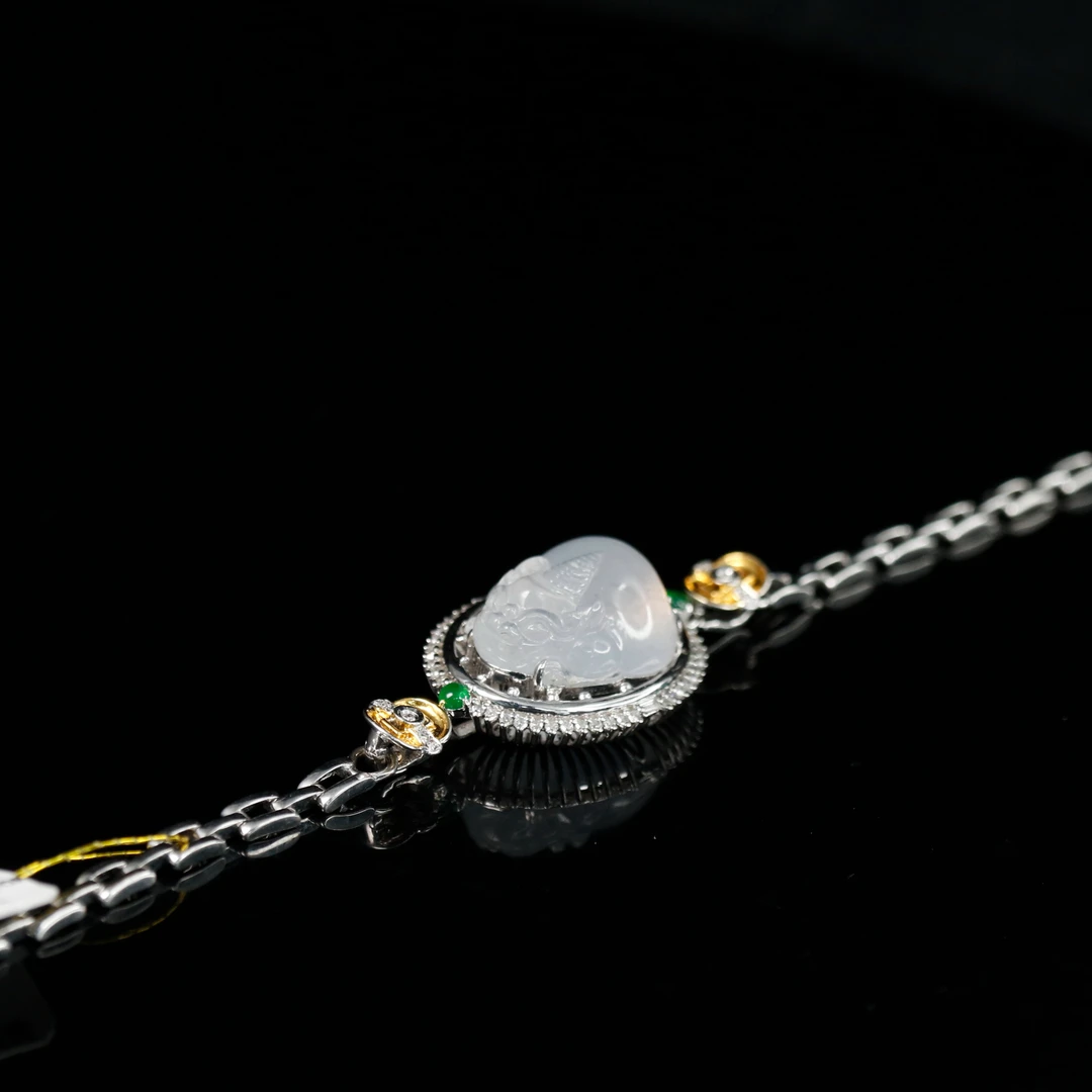 19天然缅甸翡翠A货18k冰貔貅手链/400107/上海嘉禾拍卖