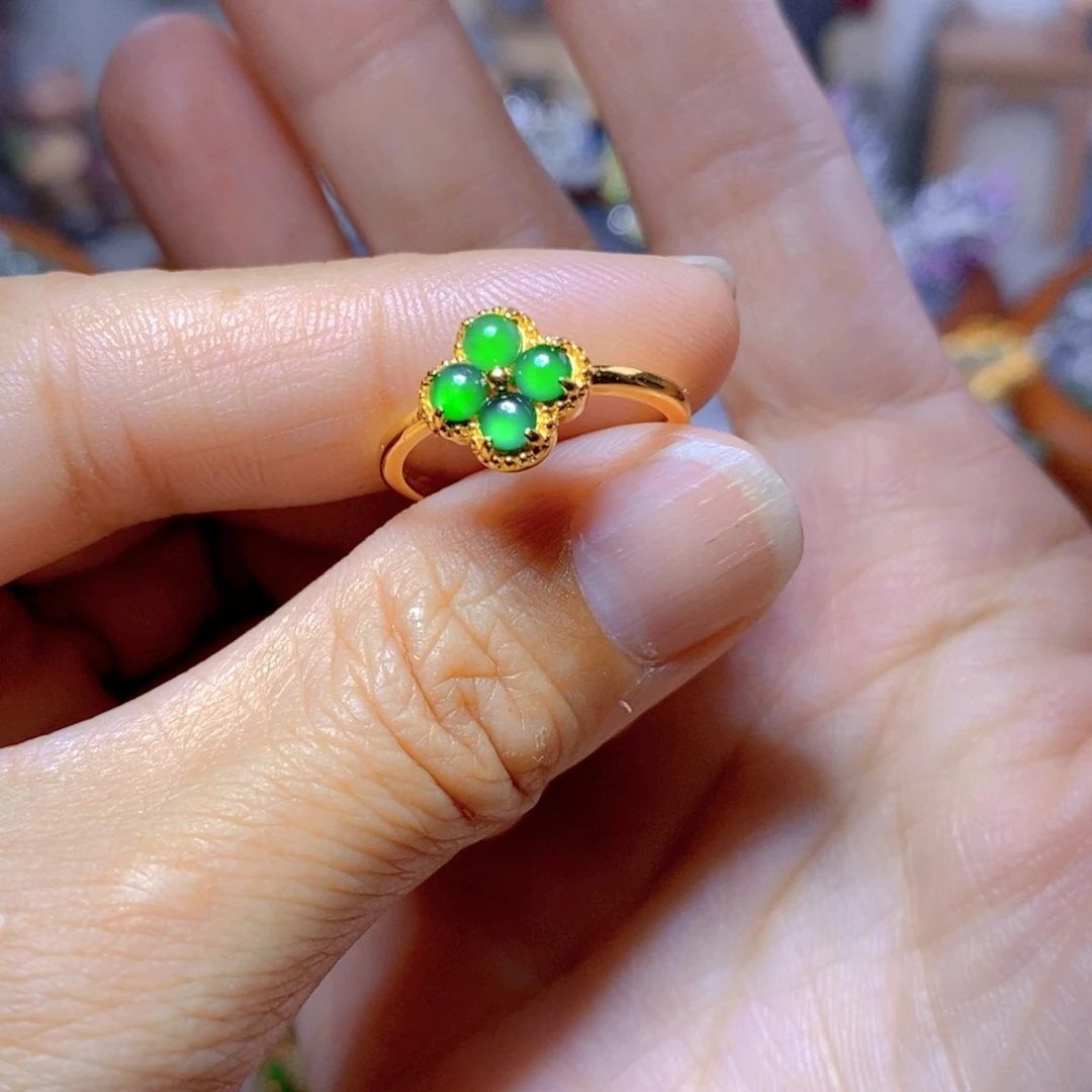 翡翠耳钉银S925镶嵌天然翡翠