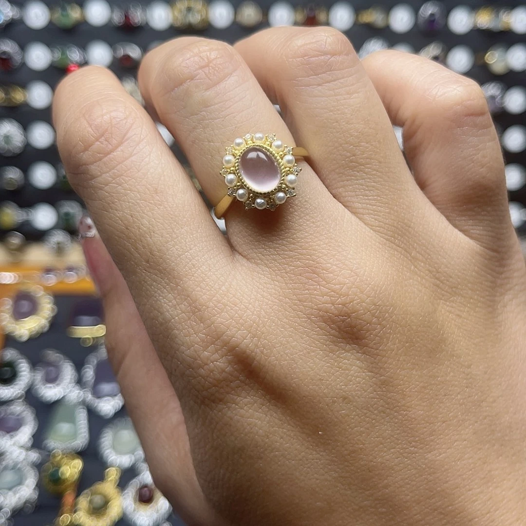 萤石戒指银S925镶嵌小***我