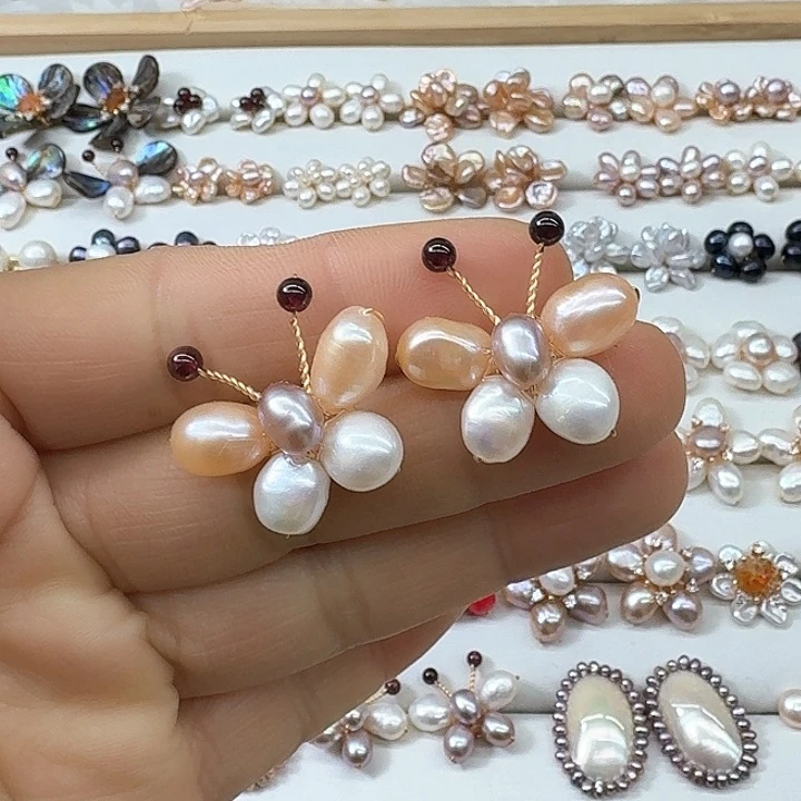 淡水珍珠耳饰银S925镶嵌