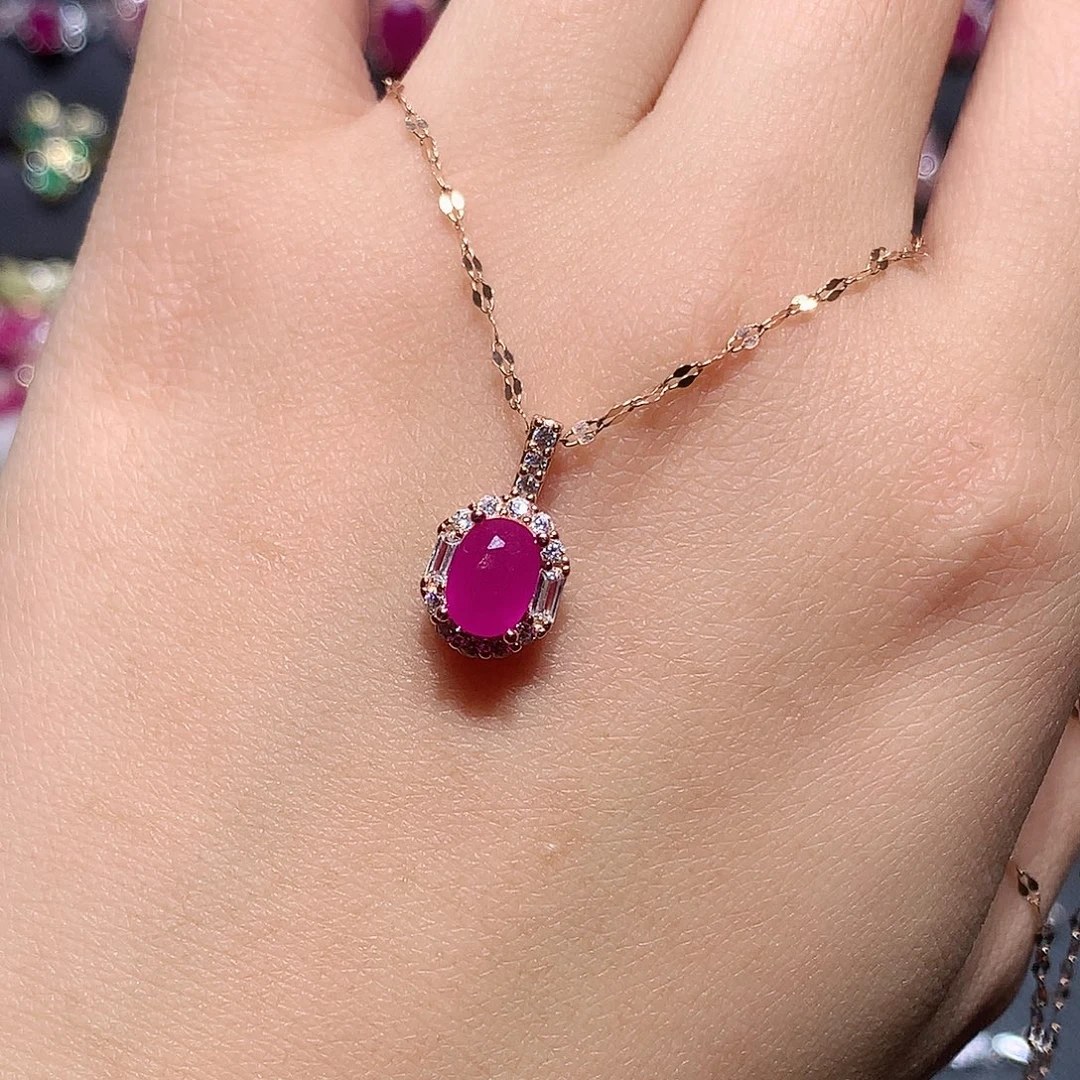 吊坠(赠链)红宝石银S925镶嵌