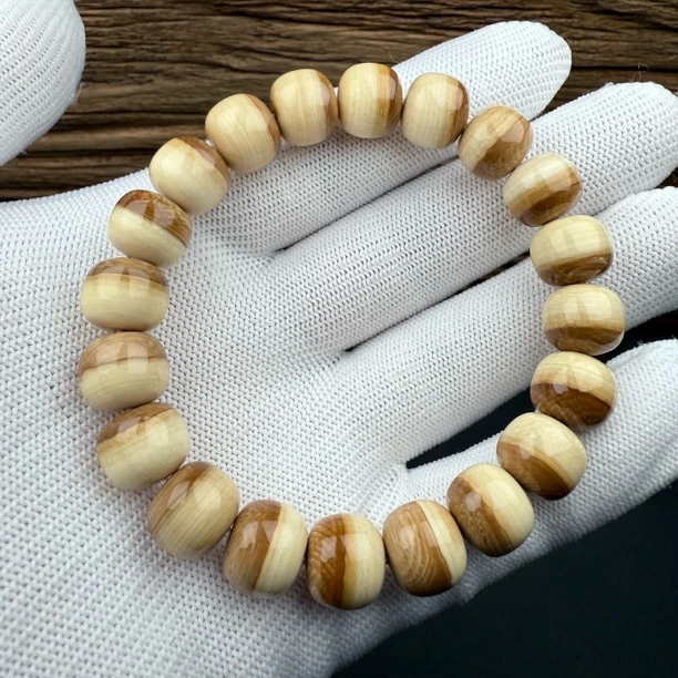 Q2971天然猛犸 咖料汉堡珠手串11.3*10mm一物一图假一罚十