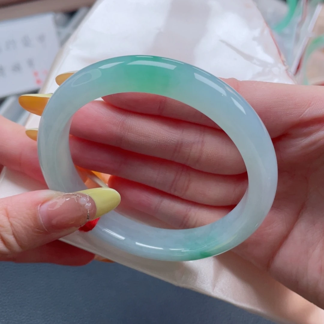 未镶嵌手镯翡翠59.8双耳挂翠一生富贵 寓意感 30号