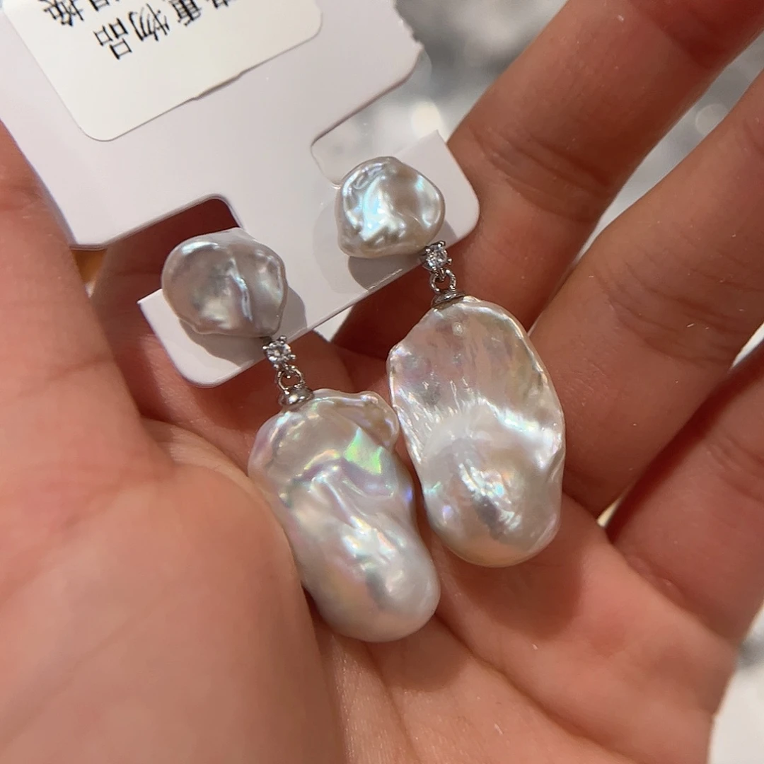 合金淡水珍珠耳饰