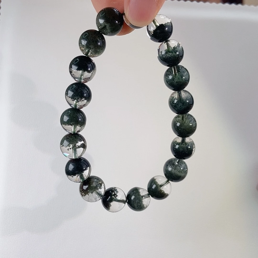 未镶嵌手链水晶突然绿幽灵翠绿聚宝盆手串