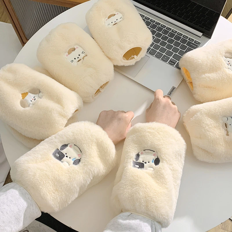 可爱小狗毛绒袖套女秋冬上班耐脏防污成人毛衣羽绒服手臂套袖手袖