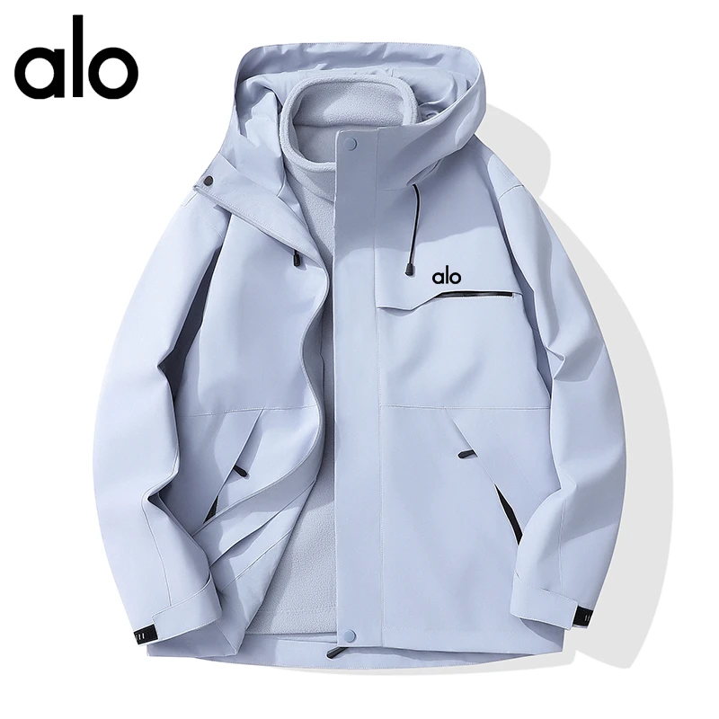 alo三合一两件套防风系列秋冬户外防风可拆卸冲锋衣连帽外套登山