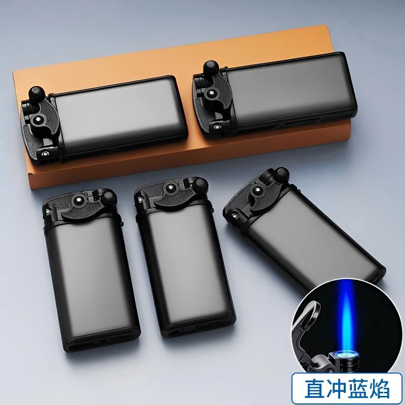 新款防风防爆加厚翻盖摇臂直冲可定制印字logo电话打火机送男友