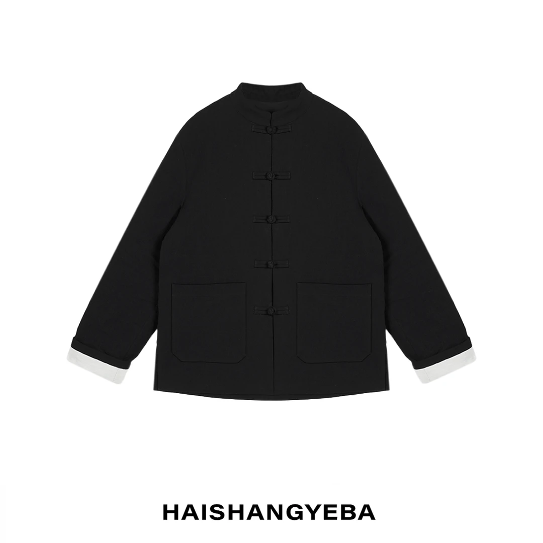 【海上叶爸】新款2025秋冬百搭亚麻厚中式扣男女同款宽松棉长袖外套