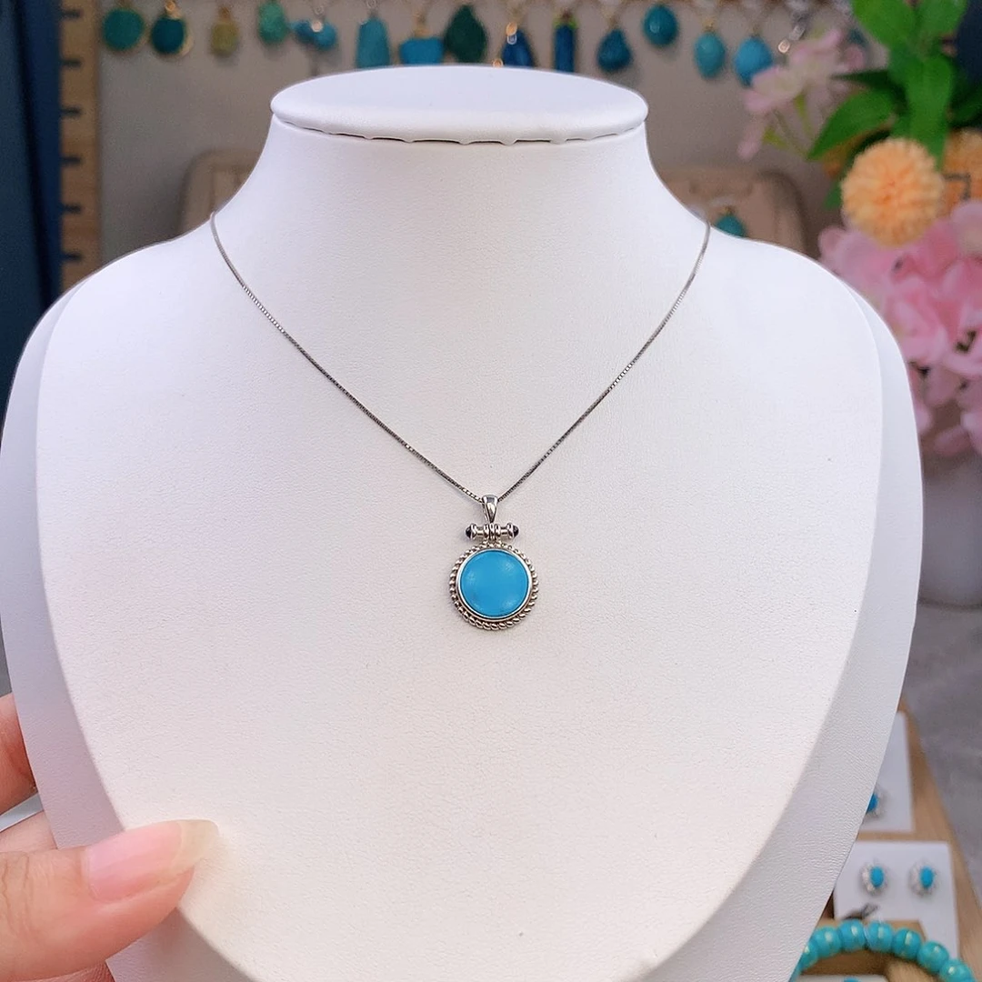 绿松石银S925镶嵌颈饰