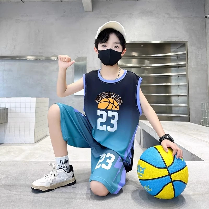冰丝速干篮球服男童套装夏2025新款夏季薄款中大童男孩运动夏装潮