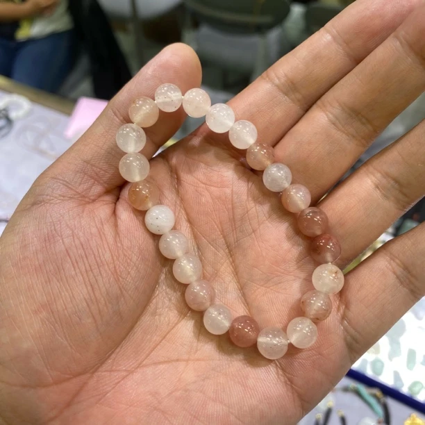 天然金丝玉桃花酿圆珠手串卡8mm