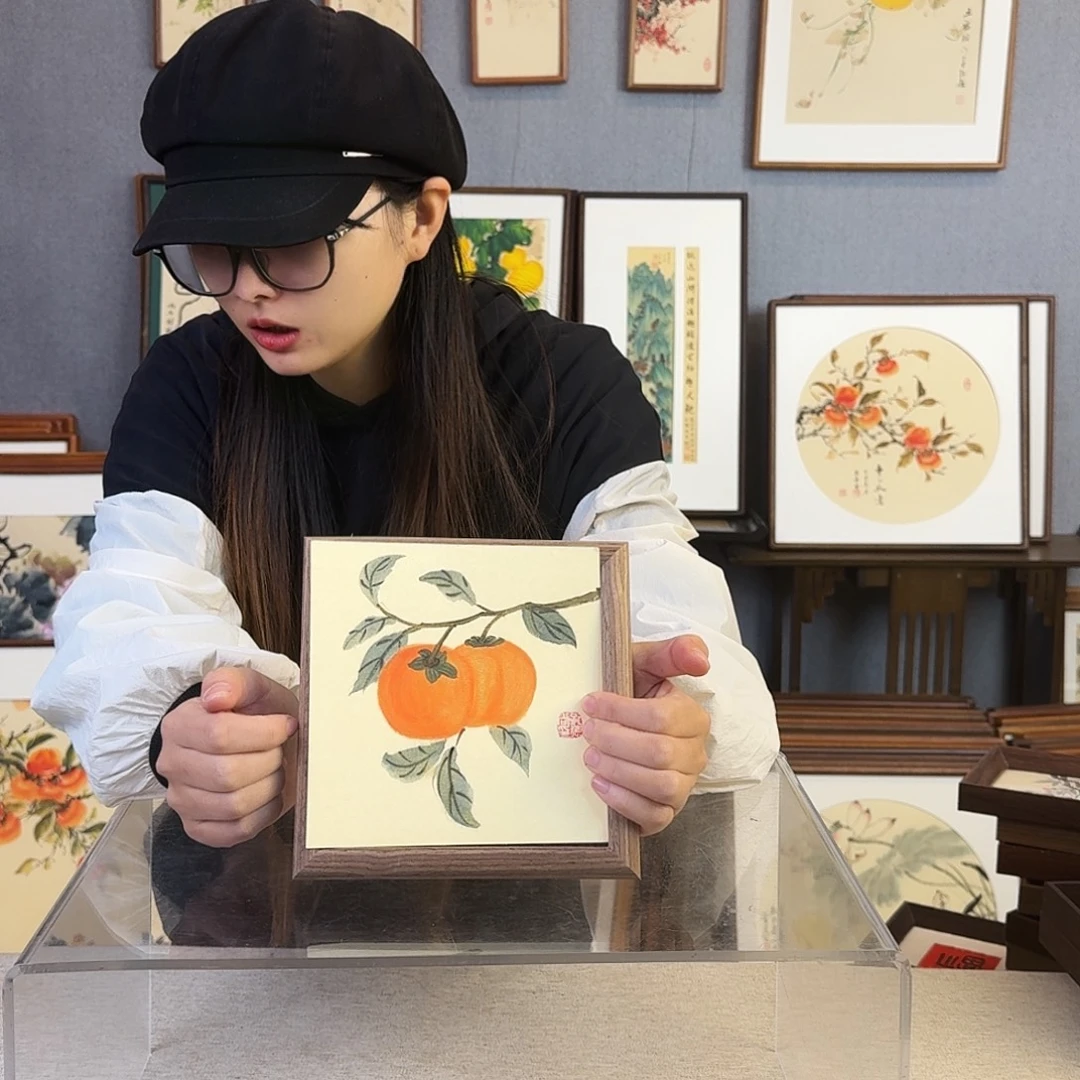 书法纯手绘，纯手写带框尺寸：15×15厘米