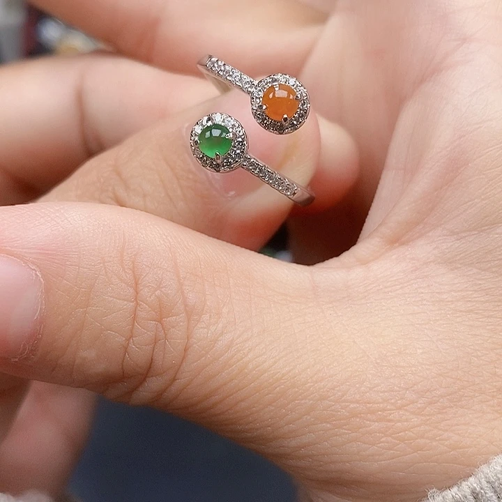 翡翠银S925镶嵌戒指