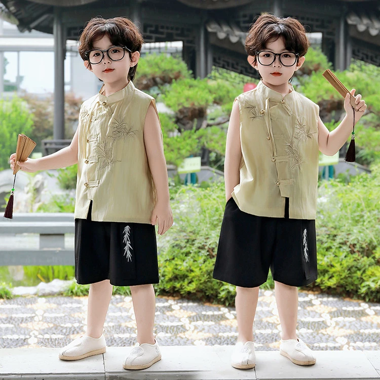 儿童套装男童汉服唐装演出服表演服夏装童装古装复古中国风2025新