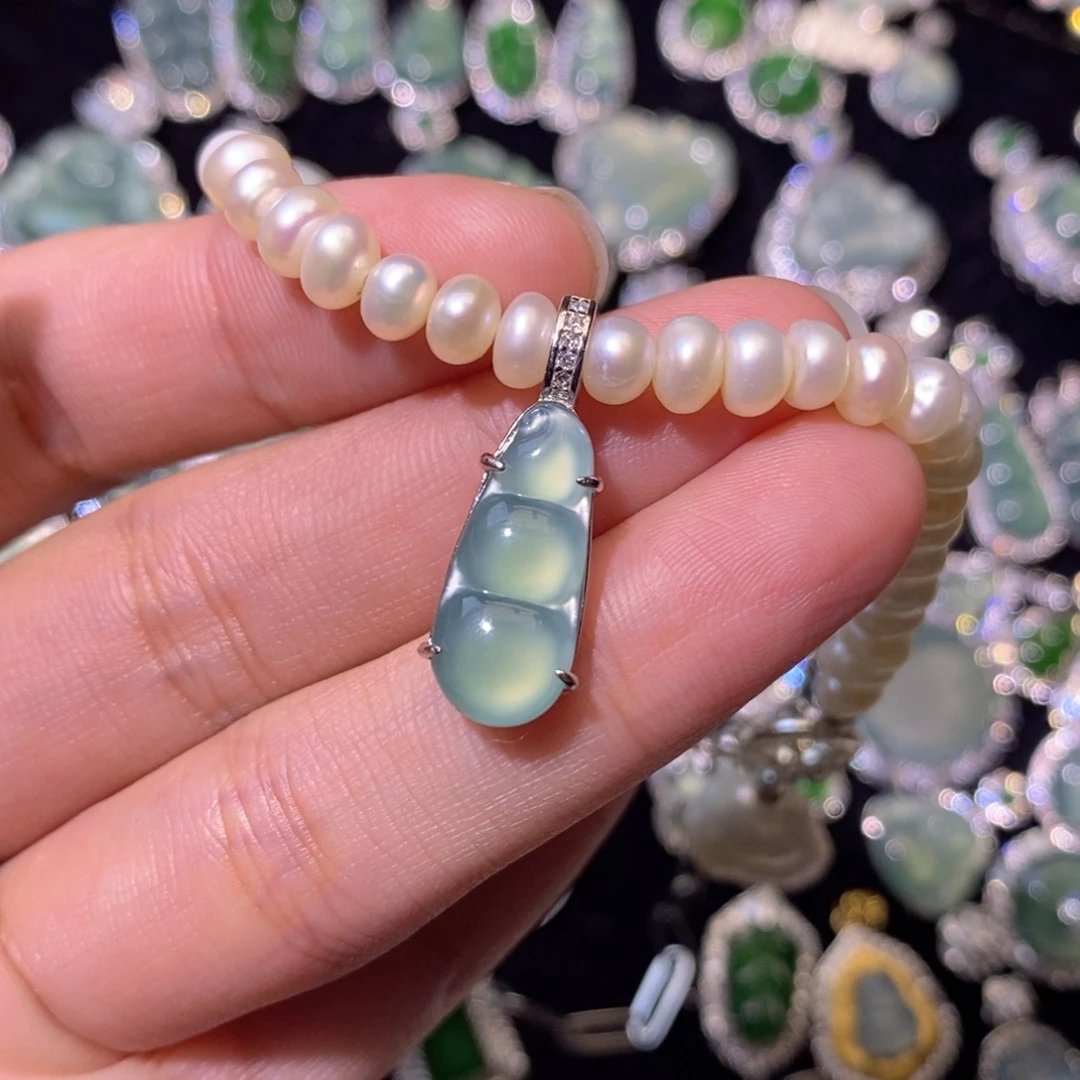 翡翠银S925镶嵌颈饰天然