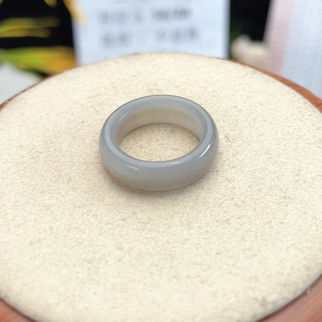 和田玉戒指未镶嵌Q15烟紫轮胎16.8不退换
