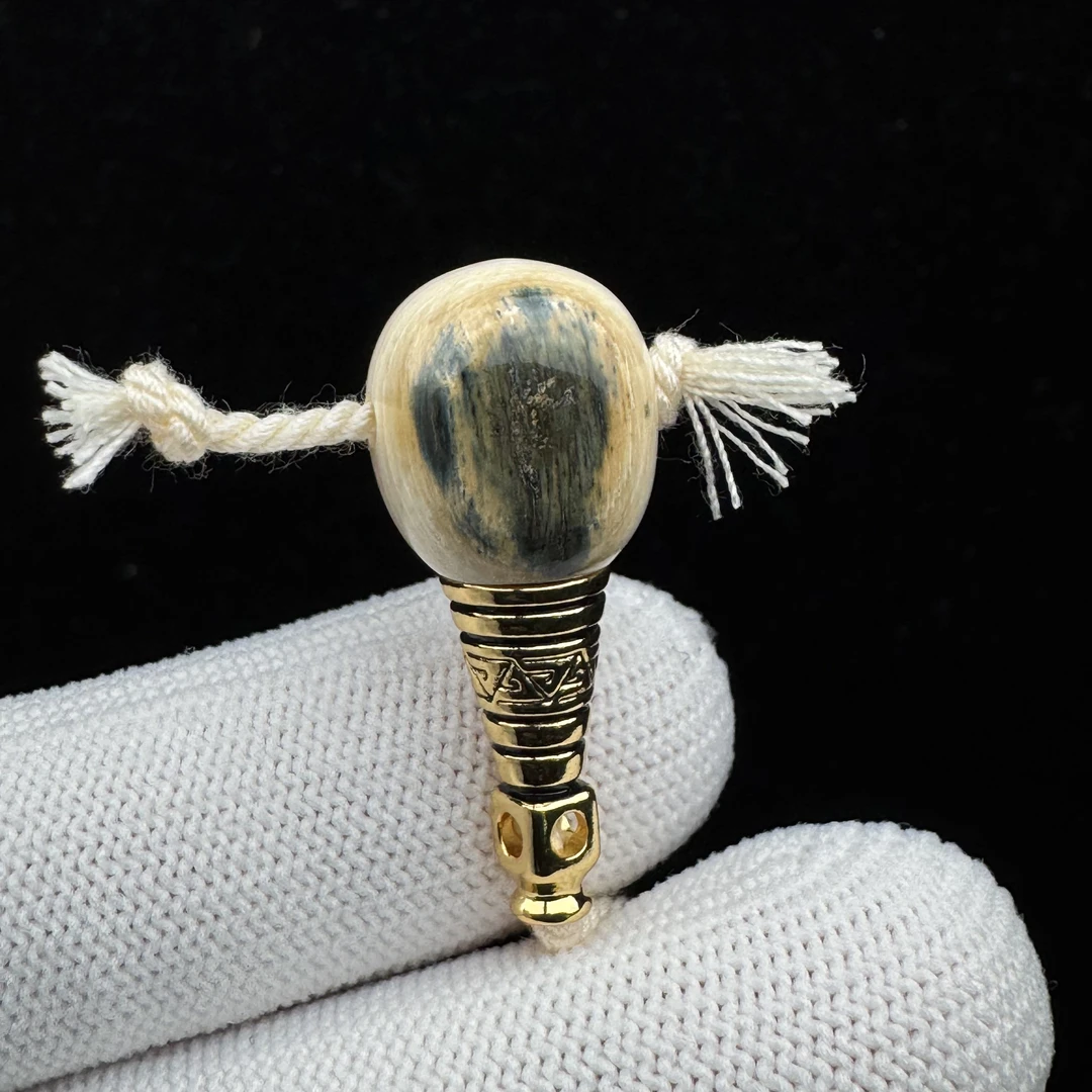 D7456天然猛犸牙 带皮分体三通13*30.5mm支持鉴定 假一罚四