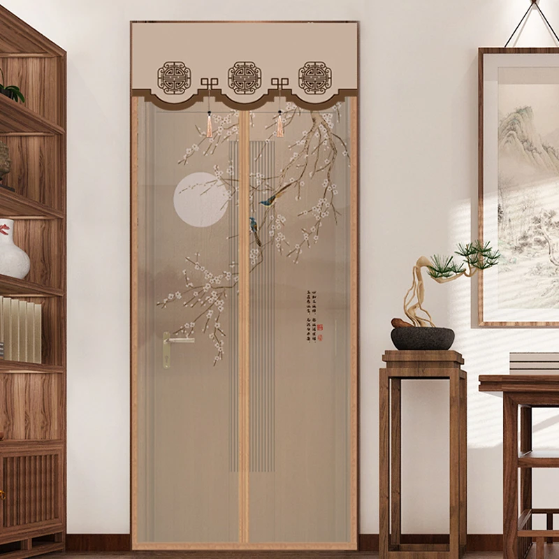 新中式防蚊门帘全磁铁魔术贴夏季家用禅意纱门帘隔断卧室磁吸帘子