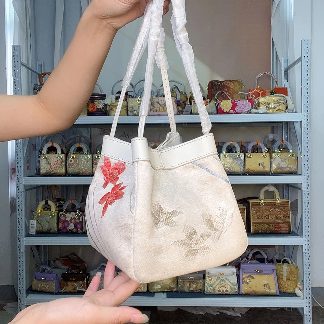织物桑蚕丝非遗唐锦吸扣菜篮子