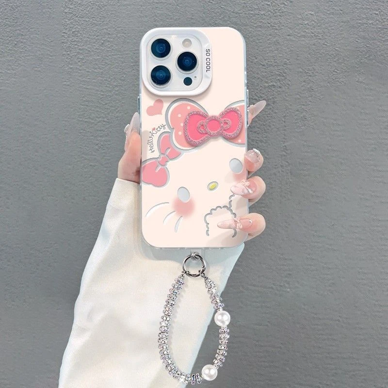 蝴蝶kt猫适用苹果16e手机壳IPHONE15PROmax14/13/12/11彩银xs套