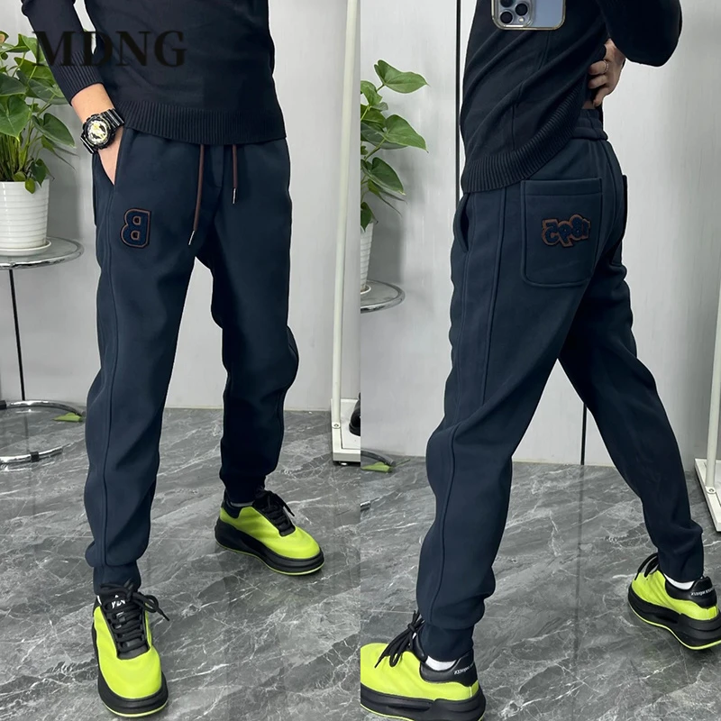 MDNG秋季潮牌男装运动休闲裤时尚百搭束脚弹力字母刺绣男士哈伦裤