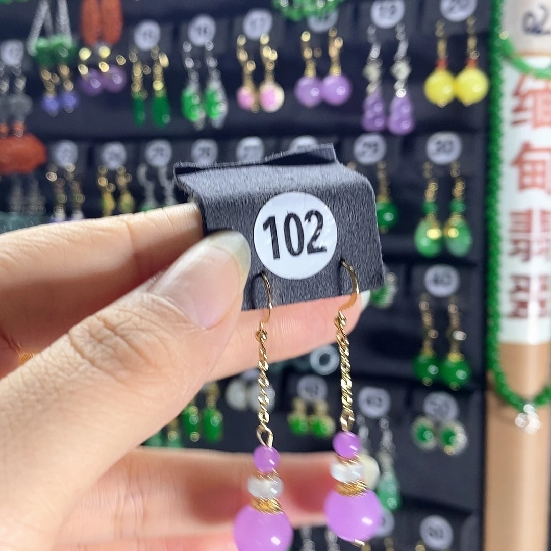 翡翠银S925镶嵌耳饰102