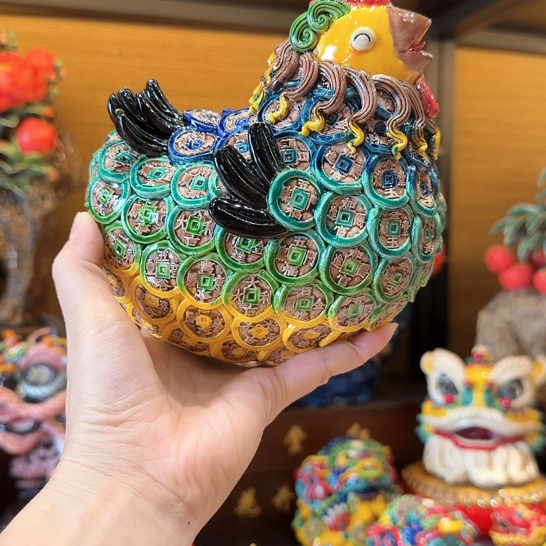 陶瓷金彩鸡饺子陶精品