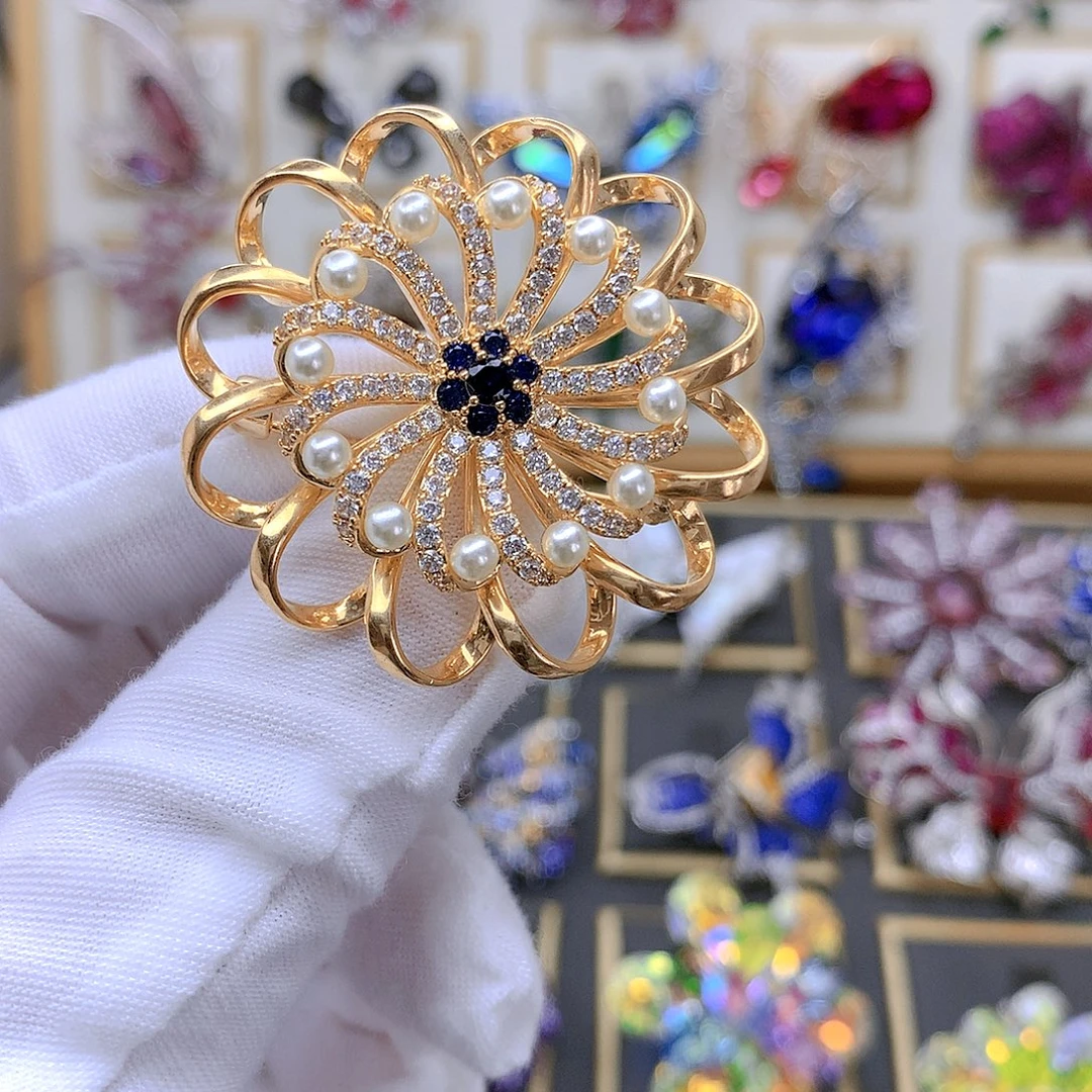 铜仿水晶胸针胸花