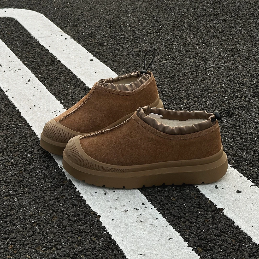 【UNAPS】反绒牛皮包头套脚加绒休闲鞋男一脚蹬保暖厚底增高雪地鞋