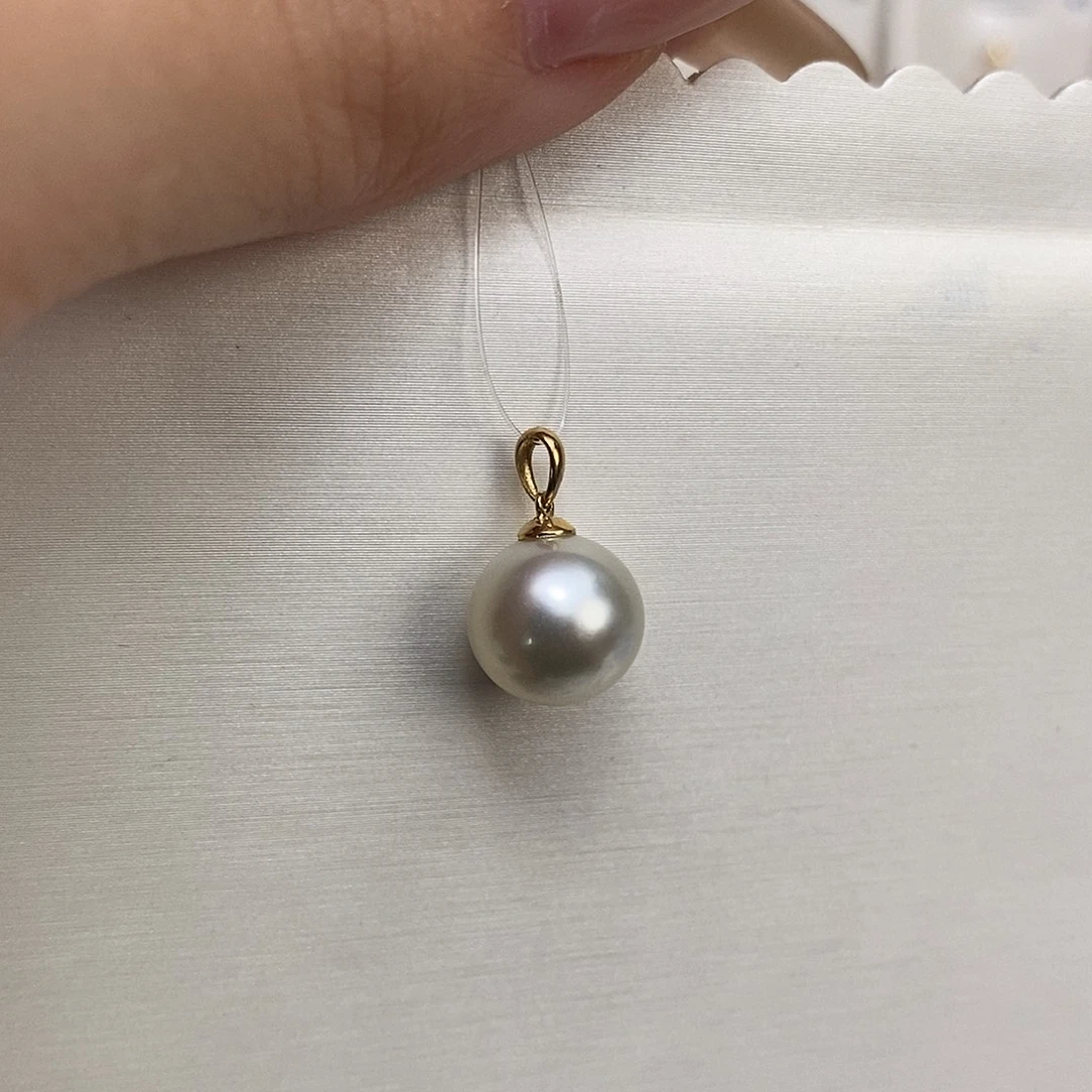 18K金镶嵌海水珍珠吊坠(不含链)10-11