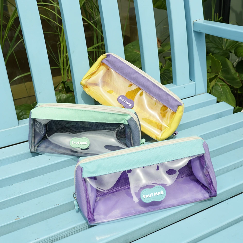 花生飞侠大容量多巴胺笔袋多功能透明大开口便携顺滑拉链